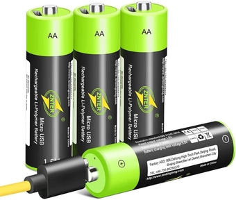 AA Batteries - USB Rechargeable Double A Lithium Batteries - Li-ion Battery Cell - 1.5V / 1700mAH (4-Pack) - Not NI-MH/NI-CD/Alkaline Batteries - ECO-Friendly and Recyclable - No Memory Effect