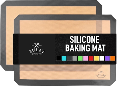 2-Pack Silicone Baking Mat Sheet - Reusable Silicone Baking Sheet - Easy & Convenient Nonstick Baking Supplies - 16.5"x11.6" Silicone Mats for Baking - Baking Mat For Oven - (Dark Gray)