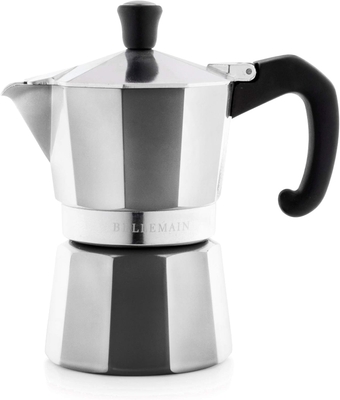 Stovetop Espresso Maker Moka Pot (Silver, 3 Cup)
