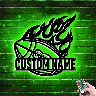 Personalized Football Name Sign LED Light Custom Wall Mounted Football Neon Sign Lamp Football Wall Night Light Bedroom Decor Gift for Boys Rugby Football Player Football Lover (Football LED Light -3)