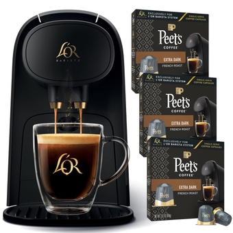 Barista System Coffee and Espresso Machine with 30 Peet's French Roast Coffee Pods