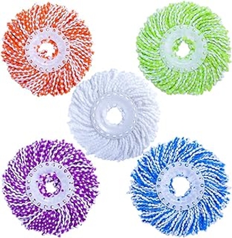 5 Replacement Mop Micro Head Refill for 360° Spin Magic Mop-Microfiber Replacement Mop Head-Round Shape Standard Size