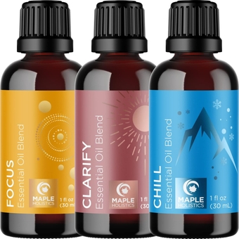 Essential Oils Set - Focus Clarify and Chill Essential Oil Blends for Diffuser with Invigorating Citrus and Mint Essential Oils for Diffusers Aromatherapy and Travel (1 Fl Oz Each)