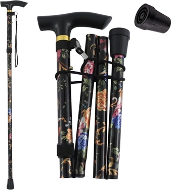 Walking Cane Collapsible Cane for Women and Men, Portable Folding Walking Canes for Seniors, Lightweight 5-Level Adjustable Heights, Canes for Indoor Outdoor Printed Pattern