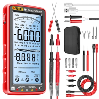 Digital Multimeter Tester Auto-Ranging TRMS 6000 Counts Voltmeter Smart Rechargeable Meter Measures AC/DC Current,NCV,Voltage,Ohm,Amp,Resistance,Diodes,Countinuity,Capacitance,Temperature
