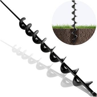 Auger Drill Bit for Planting - 1.75" Wide Helix x 24" Long Extended Length Bulb Planter Tool for Flowers Planting Auger Post Hole Digger, 8 mm Diameter Non-Slip Hex Shank - Rustproof