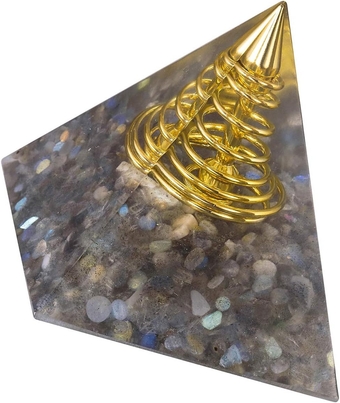 2” Healing Crystal Stone Orgone Energy Pyramid Generator Healing Quartz Stone for Yoga Meditation Protection Home Office Decoration, Labradorite