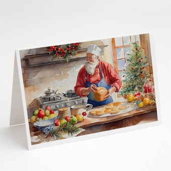DAC3319GCA7P Cookies with Santa Claus Weihnachtsmann Greeting Cards Pack of 8 Blank Cards with Envelopes Whimsical A7 Size 5x7 Blank Note Cards