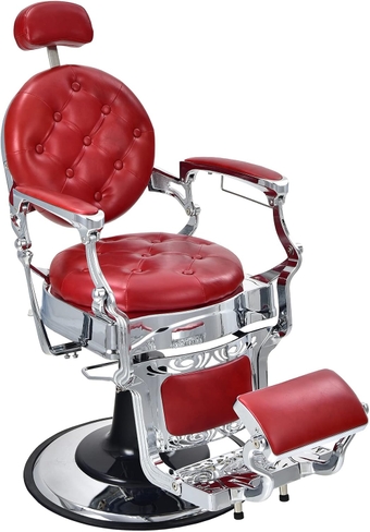 Vintage Barber Chair, 360° Swivel Reclining Salon Chair, Heavy Duty Hydraulic Pump, Height Adjustable, Rotated Footrest, Makeup Hair Salon Chairs for Hair Stylist (Black)