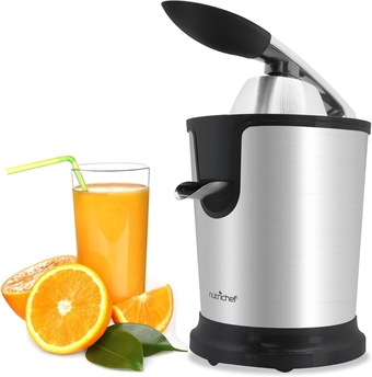 Stainless Steel Electric Juicer Machine - 160W Power Juice Press, Citrus Juicer & Squeezer Masticating Machine - Easy to Clean - Includes Handle & Cone for Maximum Juice Masticating & Extraction
