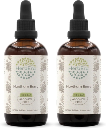 Hawthorn Berry B120(2pcs) Alcohol-Free Herbal Extract Tincture, Concentrated Liquid Drops Natural Hawthorn Berry (Crataegus spp.) Dried Berry (2x4 fl oz)
