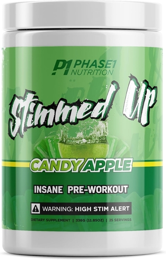 Stimmed Up Insane Pre Workout 325mg Caffeine for Hyper Focus, Energy Boost, and Extreme Pumps- High Stim Preworkout with Beta Alanine, Caffeine with no Artificial Flavor (Candy Apple))