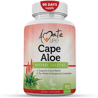 Cape Aloe Natural Laxative Supplement- Constipation Relief- Regulate Bowel - All-Natural Herbal Detox- Weight Management Supplement- Digestion Help Dietary Supplement- 90 Caps- Non-GMO
