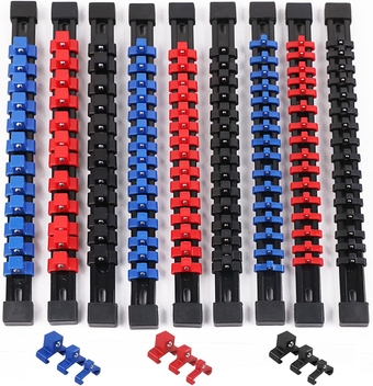 9PC ABS Socket Organizer, 1/4-Inch x 38 Clips, 3/8-Inch x 45 Clips, 1/2-Inch x 36 Clips, Premium Quality Socket Holders