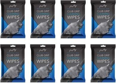 Club Grip Cleaning Wipes | Powerful Cleaner Removes Grime, Dirt, and Sweat | Restore Tackiness of Golf Club Grips | Convenient, Resealable Pack - Unscented 8 Pack
