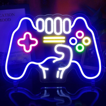 Gamer Neon Sign, Controller Shape Lights Game Room Decor - Gaming Neon Sign for Teen Boy Room Decor, Dimmable Game Neon Light For Wall Decor - Best Gamer Gifts for Boys, Kids