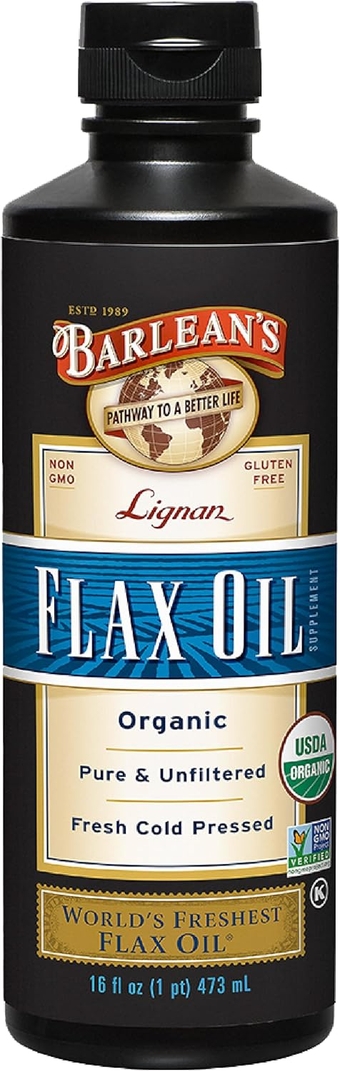 Lignan Flaxseed Oil from Cold-Pressed Flaxseeds - 7,230 mg ALA Omega-3 Fatty Acids for Improving Heart Health - Vegan, USDA Organic, Non-GMO, Gluten-Free - 16 oz