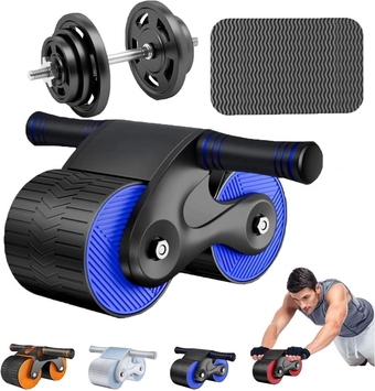 Automatic Rebound Aabdominal Wheel,2023 New Automatic Rebound Fitness Belly Wheel With Knee Mat,Free gift15kg dumbbells，Automatic Rebound Abdominal Wheel Kit With Knee Mat…