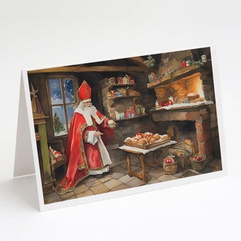 DAC3317GCA7P Cookies with Santa Claus Sinterklaas Greeting Cards Pack of 8 Blank Cards with Envelopes Whimsical A7 Size 5x7 Blank Note Cards