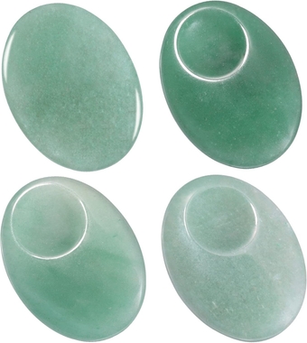 Oval Polished Crystal Thumb Worry Stones, Pocket Palm Healing Stone for Anxiety and Stress Relief Pack of 4, Green Aventurine
