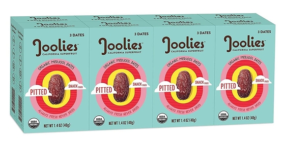 Joolies Organic Medjool Dates Snack Pack | 3 Pit-Free Dates, 8 Pack | Fresh California Grown Fruit | Vegan, Gluten-Free, Paleo, No Sugar Added | Single Serve, Great for Kids, Snacking & Dessert