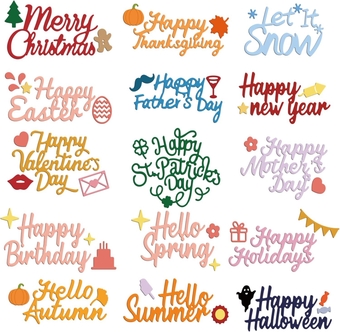 Word Die Cuts for Card Making Happy Birthday Metal Cutting Dies Word Cut Die Holiday English Words Die Cuts for DIY Scrapbooking Photo Album for Sizzix Spellbinders Gemini Die Cut Machine