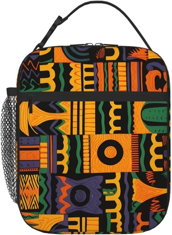 African Ethnic Pattern Print Lunch Box For Women Men Lunch Bag Reusable Insulated Cooler Lunchbox Portable Lunch Tote Bag Large Capacity Lunch Container For Work Picnic Travel