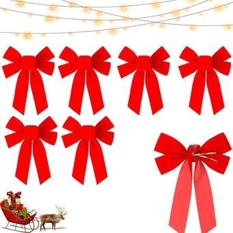 12 Pack Velvet Red Christmas Bows, 9”x11” Large Christmas Tree Topper Bow, Large Outdoor Christmas Bows Decorations for Front Door Christmas Garland, Large Gifts, and Parties