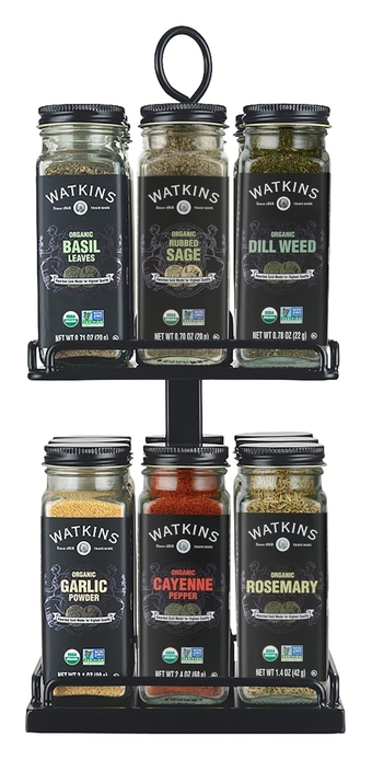 Countertop Two Tier Rotating Spice Rack, Includes 16 Organic Spices (16608)