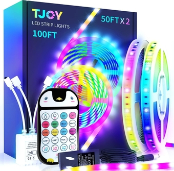 100ft Kids LED Strip Lights with 20 Key Child Remote, Multi-Color RGB LED Lights, Color Changing LED Light Strip for Bedroom, LED Strip Lighting for Room Decor Aesthetic, TV, DIY(50ft*2)