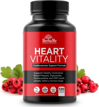 Heart Support and Blood Pressure Supplement, 120 Capsules, Promotes Cardiovascular Health, Healthy Cholesterol, Triglyceride, Homocysteine, CRP Levels | Natural Artery Cleanse and Protect