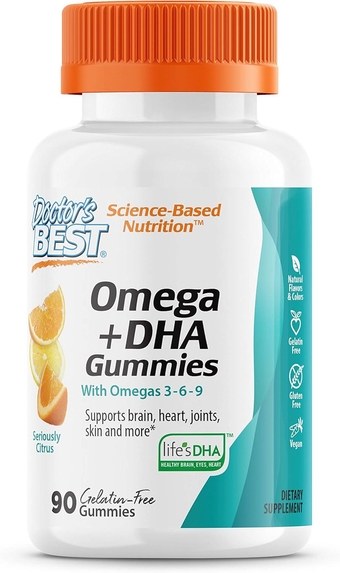 Best Omega + DHA Gummies with Vitamin C, Chewable, Vision & Immune Health, Gluten-Free, Vegan, Gelatin Free, Natural Flavor & Color, 90 Count