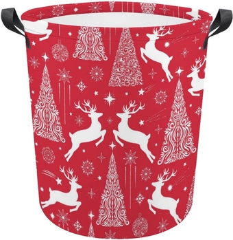 Christmas Trees And Reindeers Laundry Hamper Snowflakes Stars Hampers for Laundry Collapsible Laundry Baskets Clothes Hamper Toy Bin Laundry Basket Organizer