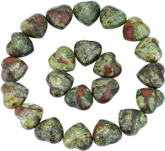 Healing Crystal 0.5 inche Dragon Blood Stone Heart Love Carved Palm Worry Stone Chakra Reiki Balancing(Pack of 10)