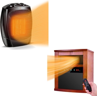 Desk Heater and Infrared Heater, 1500W Space Heaters for Indoor Use, Fast Heating Electric Space Heater, 3 Modes, Tip-over & Overheat Protection, Portable Small Heater for Room Office Home