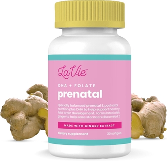 Prenatal Vitamins with Ginger, DHA, Folic Acid, & Iron - Pregnancy Must Haves for Baby's Brain & Body Development - Non-GMO, Gluten-Free Prenatals for Women (1 Month Supply)