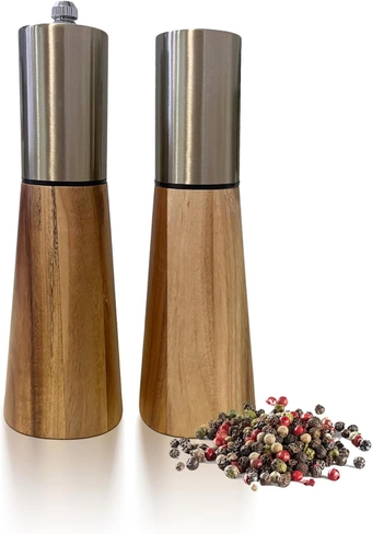 Salt and Pepper Grinder Set,Stainless Steel Manual Salt and Pepper Mill,Adjustable Thickness,Suitable For Kitchen,Barbecue,Picnic,2 Packs