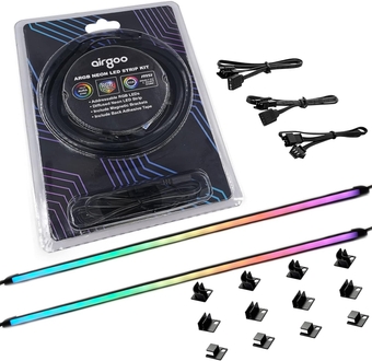 NEON Addressable RGB PC LED Strip, 42 LEDs 2x16inch Silicone Rubber Diffused Rainbow Magnetic ARGB Strip for Motherboards 5V 3Pin ARGB Header, Easy to Install with 12 pcs Magnetic Brackets