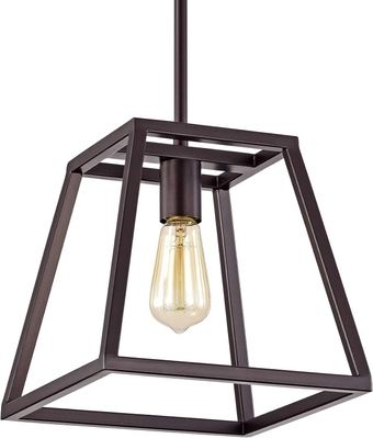 Industrial Pendant Light Fixture Farmhouse 1-Light Kitchen Island Lighting with Oil Rubbed Bronze Metal Frame for Living & Bedroom, Corridor