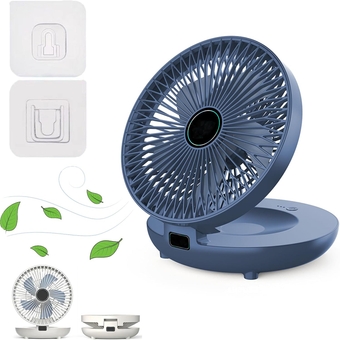 Household Dual-use Kitchen Fan, Rechargeable Wall Hanging Fan, Small Desk Fan, Wall-mounted desktop fan, wall mounted fan, Adjustable Usb Portable Table Fan for Travel Home (blue)