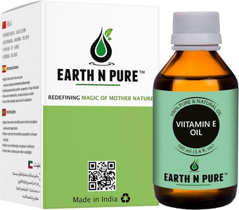 Earth  Pure Premium Vitamin E Oil | 3.52 FL OZ | 100% atural & Therapeutic Grade | Undiluted | for Body Massage | Skin Care | Improve Hair Growth | Reduce Skin Dryness | Relax Muscle | with Dropper
