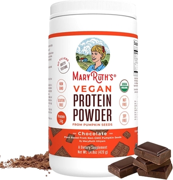 Organic Protein Powder Plant-Based (Creamy Chocolate Fudge) by 's Vegan, Gluten Free, Non-GMO, Soy Free, Dairy Free, Nut Free, No Fillers, No Additives, Paleo Friendly 14.8 oz for Men & Women