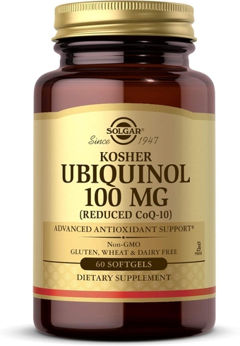 Solgar Kosher Ubiquinol 100mg, 60 Softgels - Advanced Antioxidant Support - Heart Health - Reduced Coenzyme Q10 (CoQ-10) - Non-GMO, Gluten Free, Dairy Free, Kosher - 60 Servings