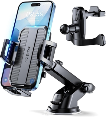 Car Phone Holder Mount [Upgraded]-[Bumpy Roads Friendly] Phone Mount for Car Dashboard Windshield Air Vent 3 in 1,Hand Free Mount for iPhone 15 14 13 Pro Max Samsung All Cell Phones (Black)