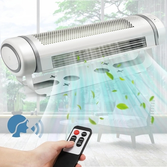 Air Purifier Fan with Voice Control, Bladeless Wall Mount Fan Oscillating Fan Cooling Fan for Bedroom Air Circulator Fan with Remote Touch Panel Control 7H Timer, One-touch Air Purification ＆