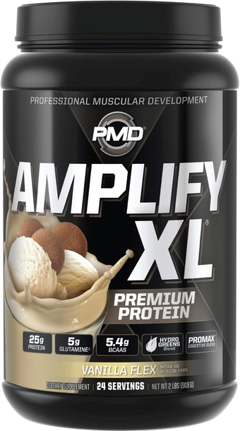 Sports Amplify XL Premium Whey Protein Supplement Hydro Greens Blend - Glutamine and Whey Protein Matrix with Superfood for Muscle, Strength and Recovery - Vanilla Flex (24 Servings)