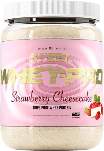 Whey-Pro | 100% Pure Whey Protein Powder for Men and Women | Strawberry Cheesecake | Muscle Gain & Lean Muscle Recovery | Gluten Free | 1.65 lbs | BCAA 5g | Non-GMO | 25 Servings
