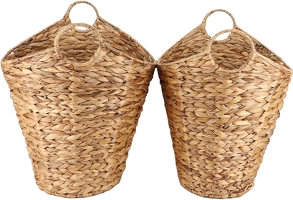 Portable Large Vintage Laundry Basket Multipurpose Hyacinth Storage Basket,Bathroom Laundry Basket, Dirty Clothes Storage Basket For Bedroom, Home Toy Organizer Bucket,w/Handles - Natural