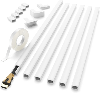 Cord Hider, 94in Cable Hider, One-Cord Cord Covers for Wall, Paintable Cable Cover Raceway, Wire Hiders for Tv on Wall, Wire Covers for Cords, Cord Cable Management, 6xL15.7 W0.59 H0.4in, White