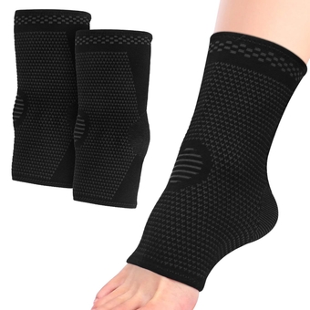 Ankle Brace, 2 Pack Ankle Compression Sleeve for Injury Recovery & Joint Pain, Achilles Tendon Support, Reduce Swelling, Plantar Fasciitis Foot Socks with Arch Support for Women & Men (Large, Black)